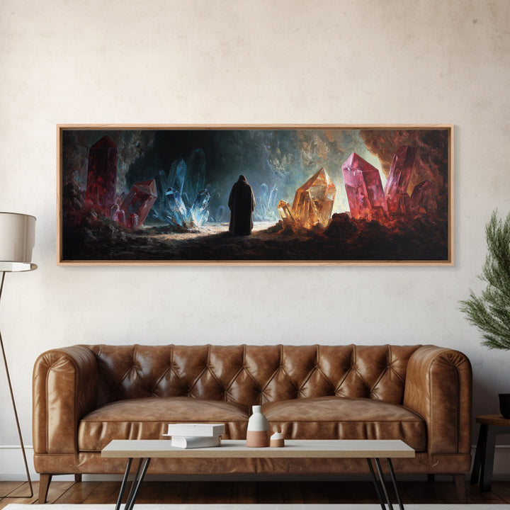 Epic Knight With Sword Standing Over Battlefield Under Fiery Sky Canvas Print Dramatic Medieval Wall Art For Manor or Office Decor