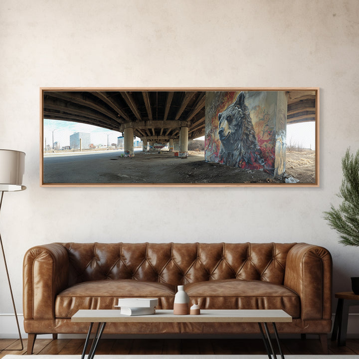 Vibrant Urban Graffiti Tiger Mural In City Street Framed Canvas Print Colorful Street Art Wall Decor