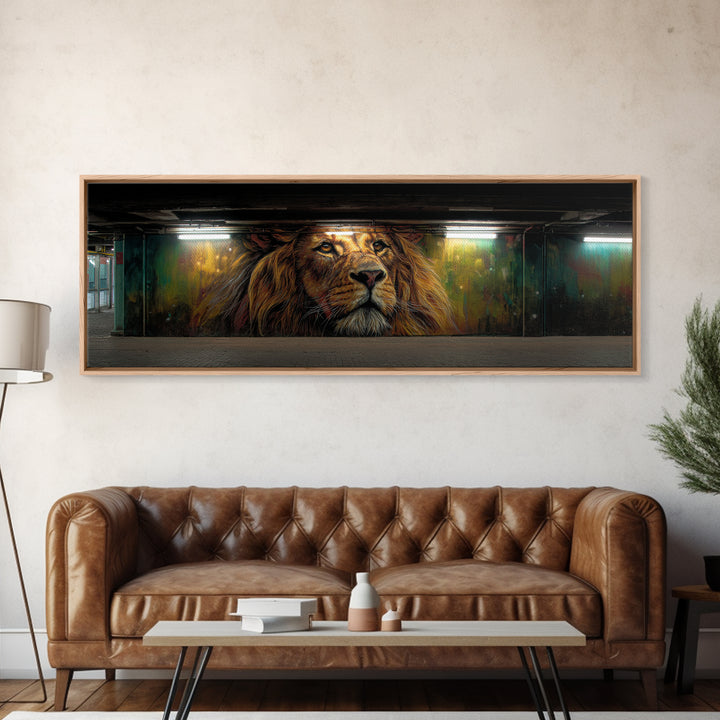 Majestic Lion Graffiti Mural Subway Art Wall Art Canvas Print Urban Street Decor For Home And Office