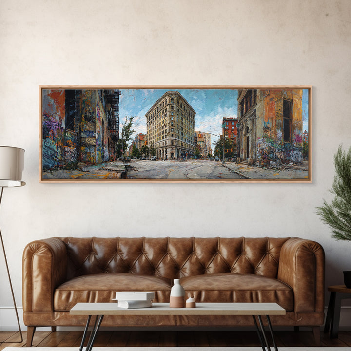 New York City Flatiron Building Urban Street Scene Wall Art Canvas Print For Modern Home Decor