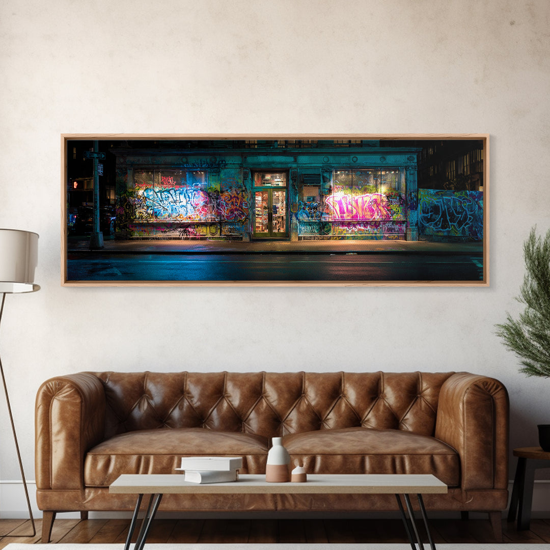 Urban Street Graffiti Art Photography Wall Decor Modern Wall Art Framed Canvas Print For Living Room