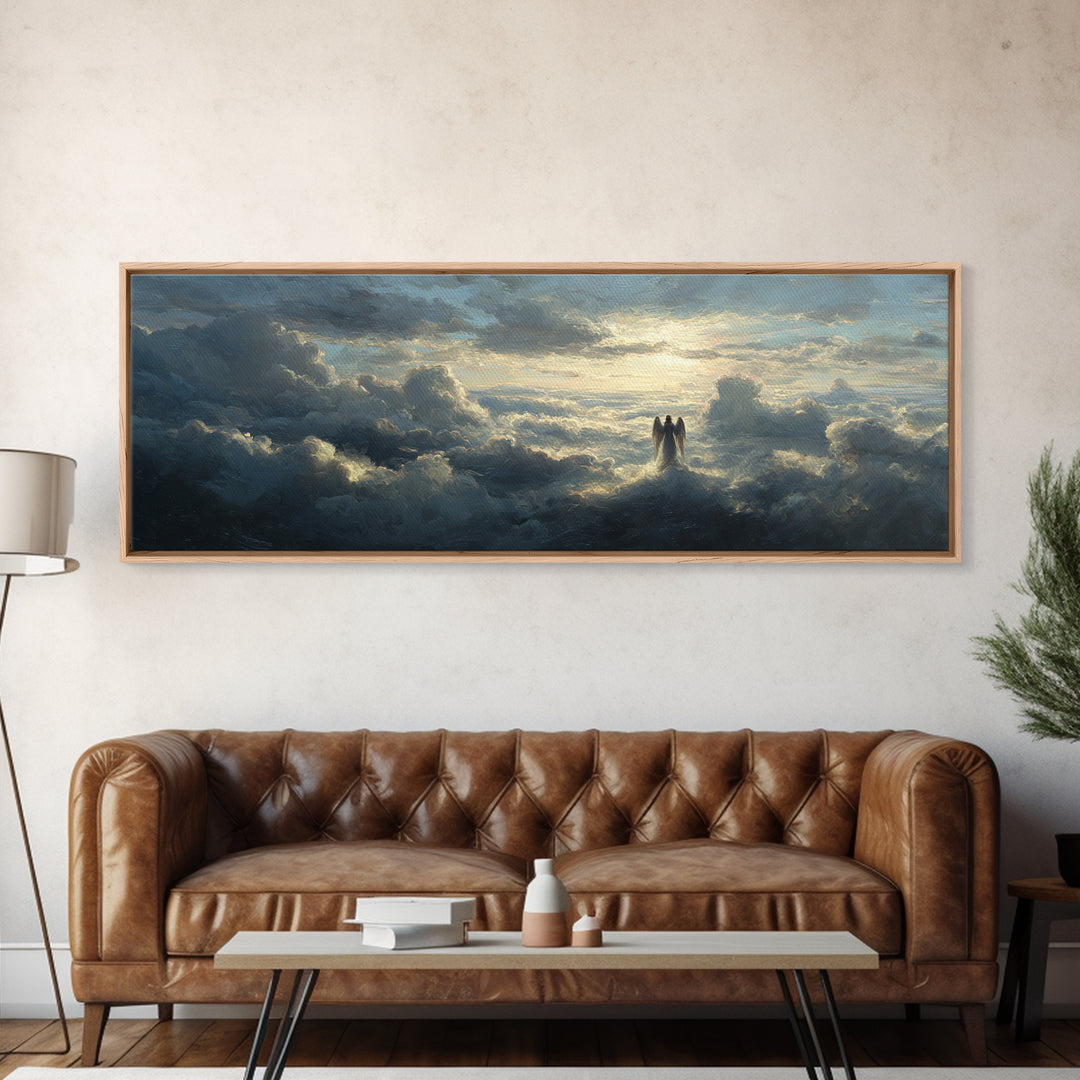 Medieval Knight In Fiery Battlefield Oil Painting Wall Art Large Framed Canvas Print For Home