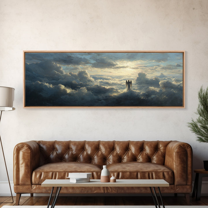 Medieval Knight In Fiery Battlefield Oil Painting Wall Art Large Framed Canvas Print For Home