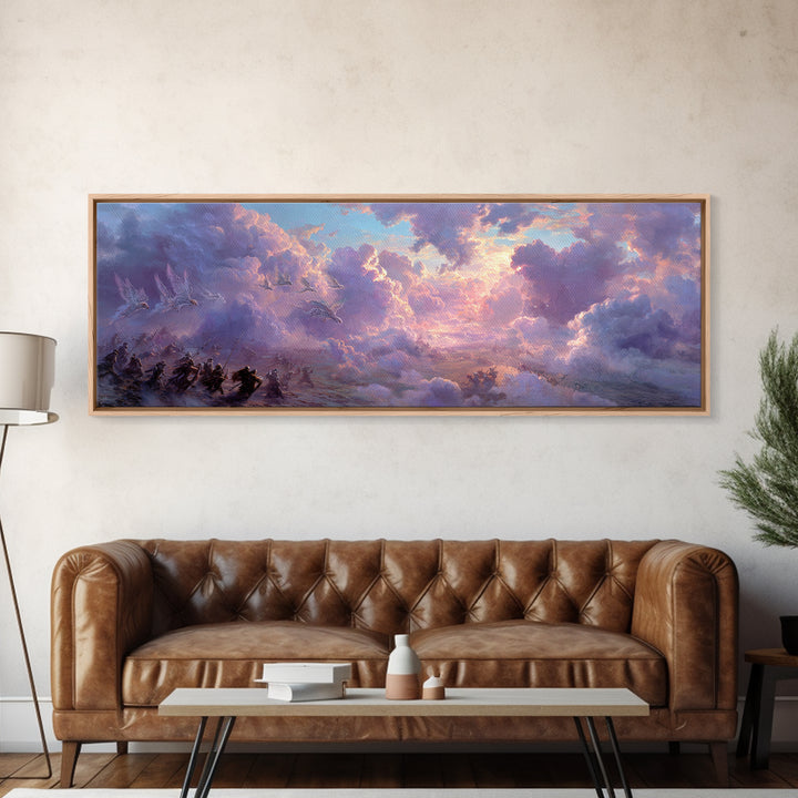 Dramatic Desert Landscape Storm Lightning Sky Digital Art Wall Art Framed Canvas Print Western Home Decor