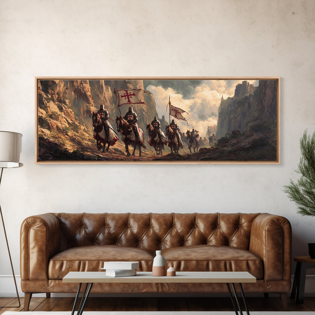 Medieval Knights On Horseback Dramatic Historical Landscape Oil Painting Wall Art Framed Canvas Print