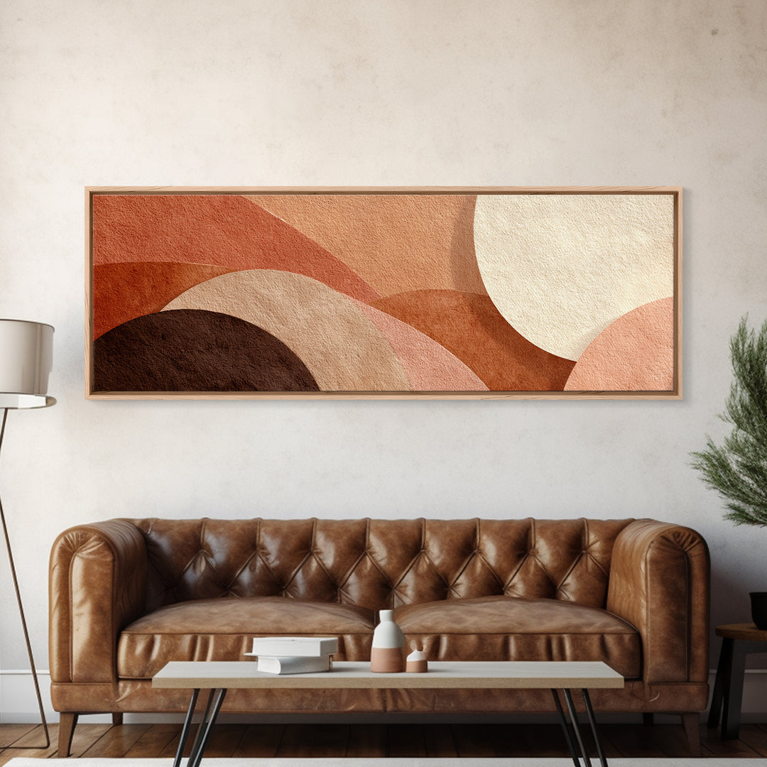 Warm Abstract Arches And Circles Canvas Print, Terracotta Neutral Wall Art, Organic Modern Decor, Earth Tone Bedroom Print