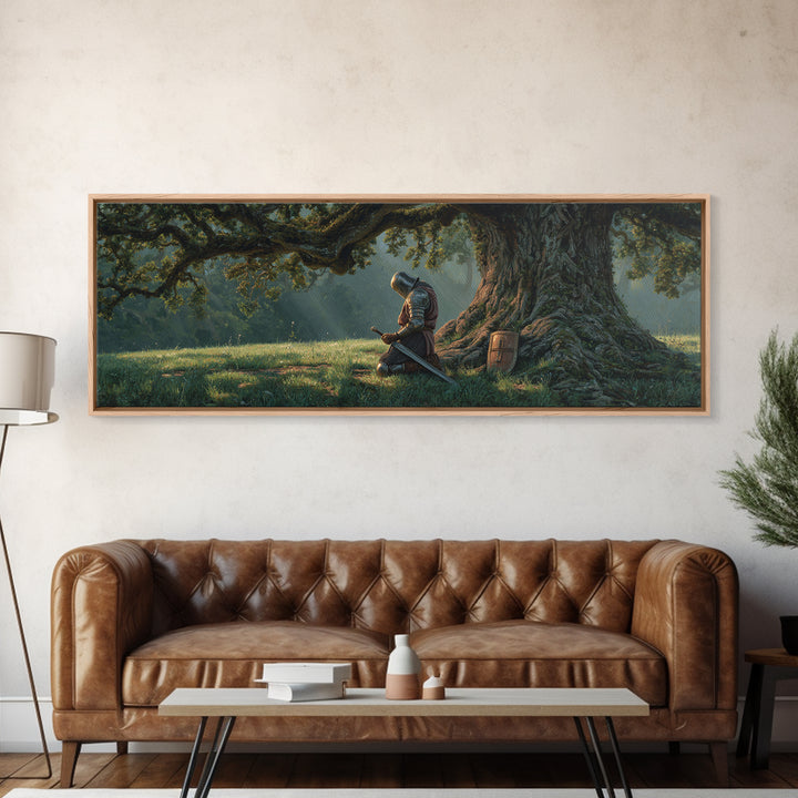 Sunlit Kayakers On Sparkling River Surrounded By Mountain Landscape Wall Art Canvas Print For Nature Lovers