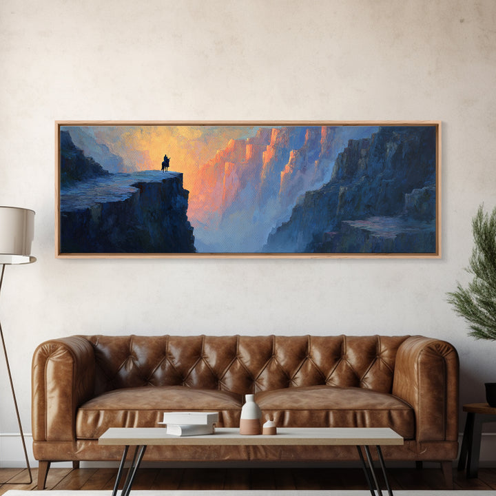 Vibrant Dusk Mountain Landscape Painting Wall Art Framed Canvas Print Warm Scenic Nature Decor For Living Room