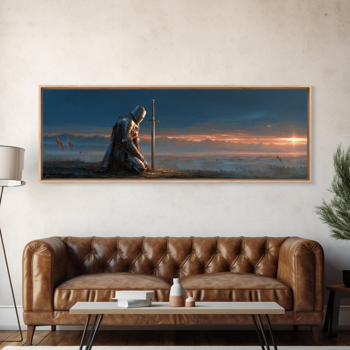 Knights In Shining Armor Fantasy Epic Warrior Landscape Wall Art Framed Canvas Print