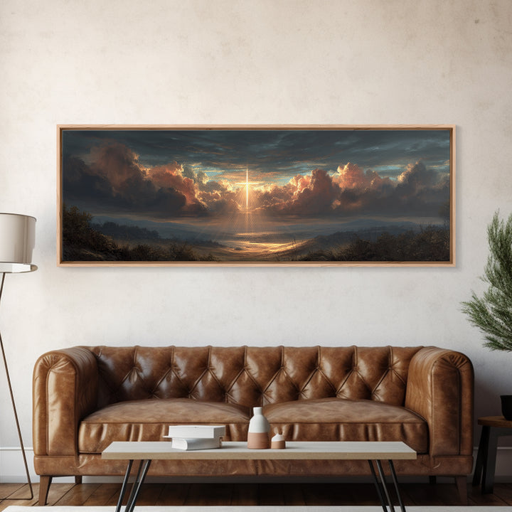 Towering Dragon Breathing Fire Over Burning Village Fantasy Artwork Canvas Print Large Wall Art For Dramatic Home Decor