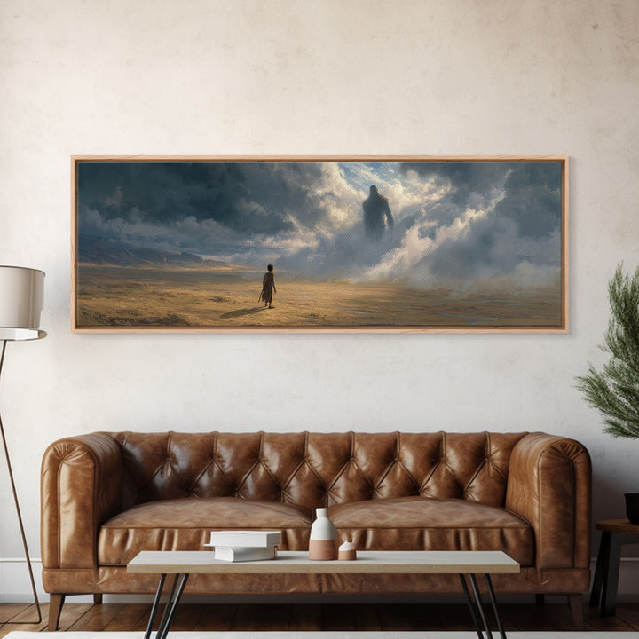 Dramatic Fantasy Seascape With Towering Waves And Magical Cloud Figure Wall Art Canvas Print For Coastal Or Nautical Decor