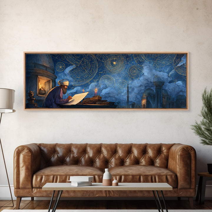 Enchanting Nighttime Ancient Cityscape With Moon And Lanterns Painting Wall Art Framed Canvas Print For Magical Home Decor
