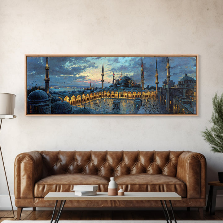 Family Gathered On Lakeside Dock Summer Scene Colorful Landscape Wall Art Framed Canvas Print For Home