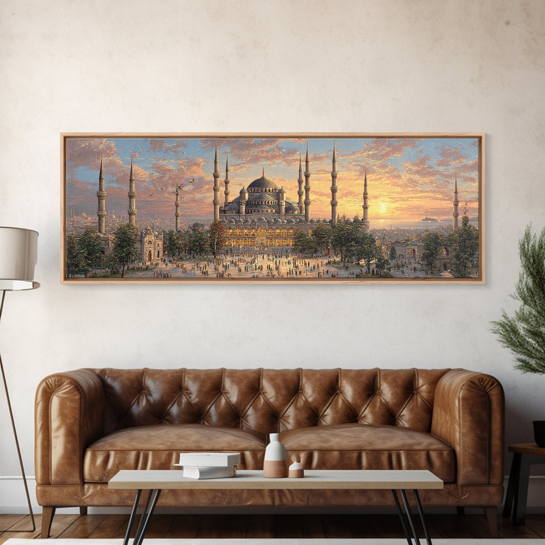 Mystical Figure Standing Among Enormous Glowing Crystals Canvas Print Fantasy Wall Art for Magical Home Decor and Inspiration