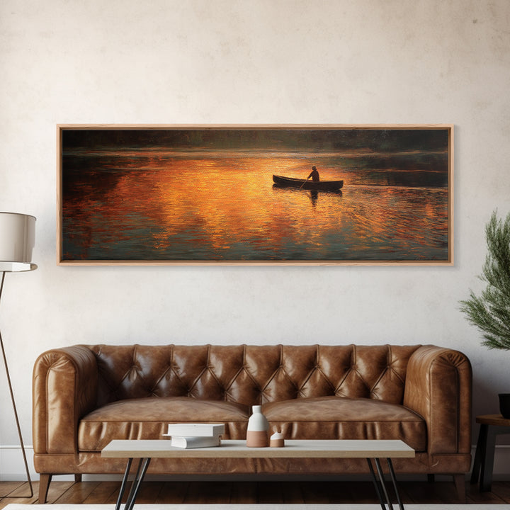 Tranquil Sunset Lake Scene Oil Painting With Two Rocking Chairs And Lantern Cozy Patio Wall Art Print
