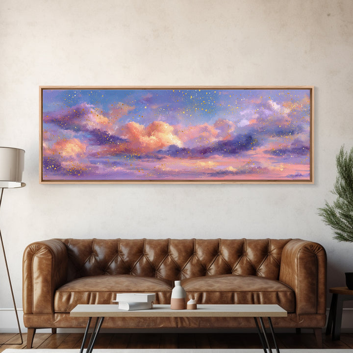 Pastel Pink Cloud Canvas Print, Dreamy Sunset Sky Painting, Celestial Wall Decor, Soft Aesthetic Bedroom Art, Modern Home Decor Gift