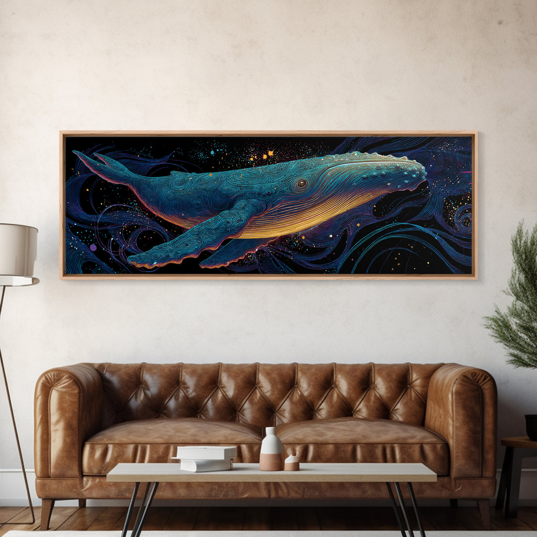 Cosmic Blue Whale Wall Art, Marine Life Canvas Print, Ocean Animal Art, Nautical Coastal Decor, Kids Room Decor, Gift For Whale Lover
