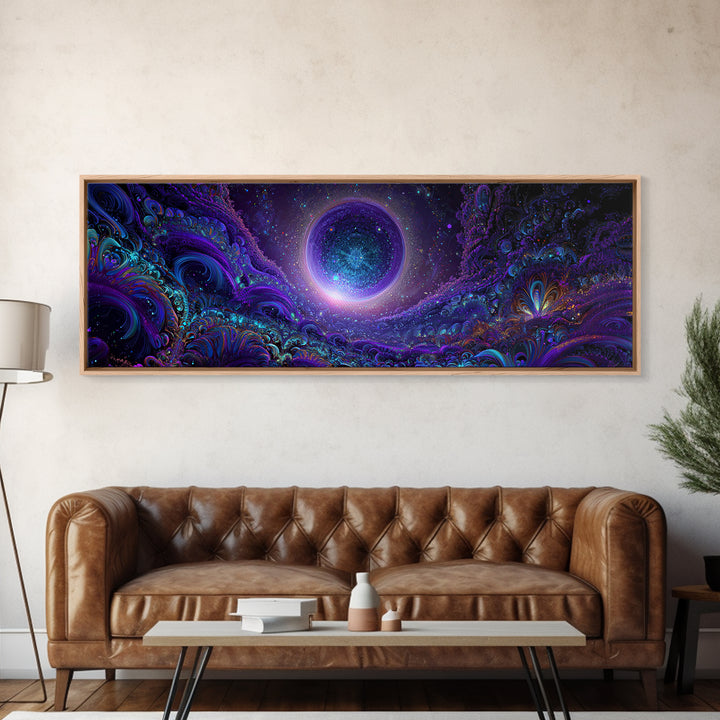 Cosmic Fractal Eclipse Canvas Print, Psychedelic Wall Art, Celestial Abstract Space Decor, Mystical Galaxy Statement Artwork