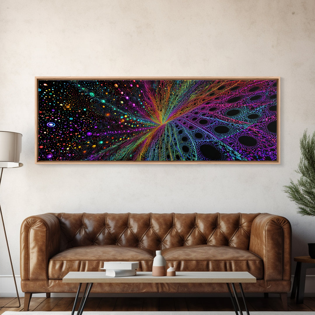 Rainbow Fractal Starburst Abstract Wall Art, Psychedelic Space Canvas Print, Colorful Modern Decor, Cosmic Gallery Gift Idea