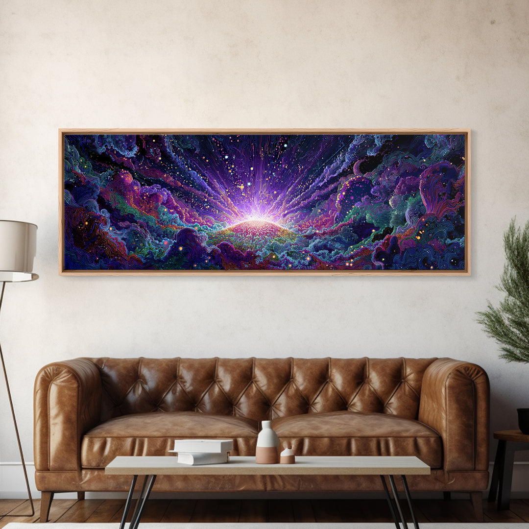 Radiant Cosmic Sunrise Wall Art, Colorful Abstract Space Poster, Galaxy Canvas Decor, Modern Living Room Wall Art Print