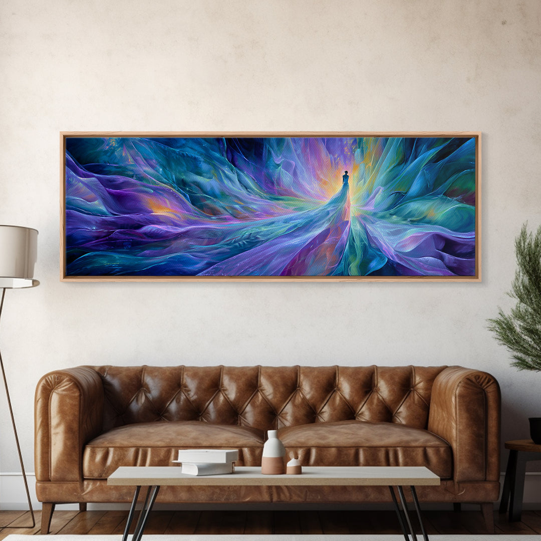 Ethereal Ice Queen In Blue Abstract Canvas Print, Dreamy Fantasy Wall Art, Calming Modern Bedroom Home Decor, Gift For Her