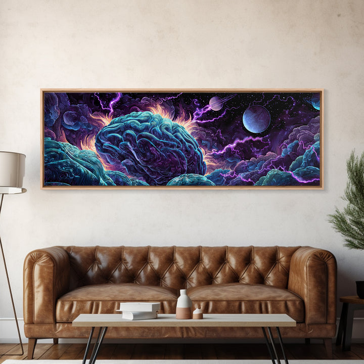 Surreal Cosmic Brain Storm Canvas Print, Psychedelic Space Wall Decor, Sci Fi Wall Art, Mystical Office Decor, Gift For Him