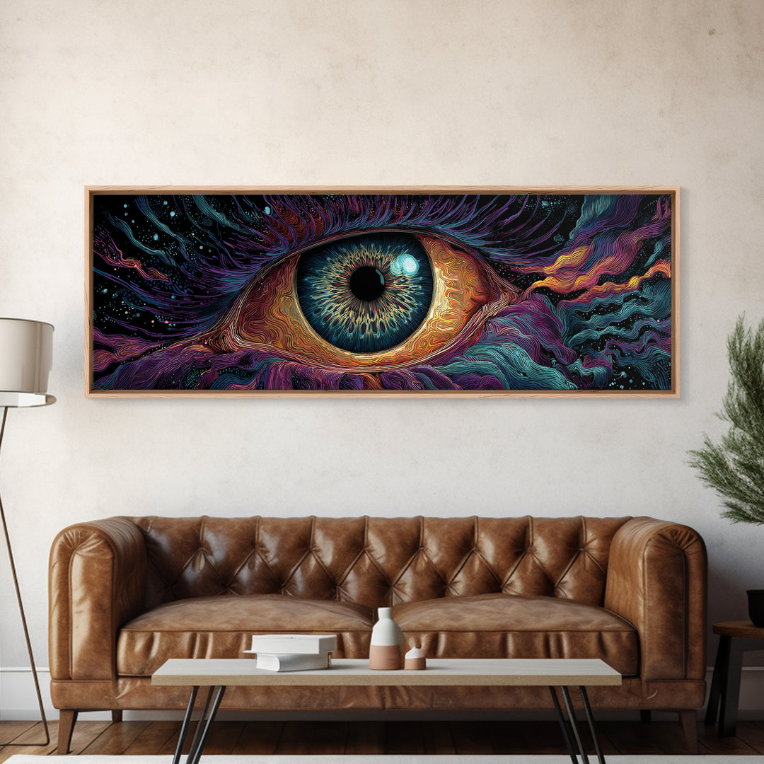 Surreal All Seeing Cosmic Eye Wall Art, Mystical Psychedelic Canvas Decor, Spiritual Wall Art Print, Modern Home Decor, Gift For Her