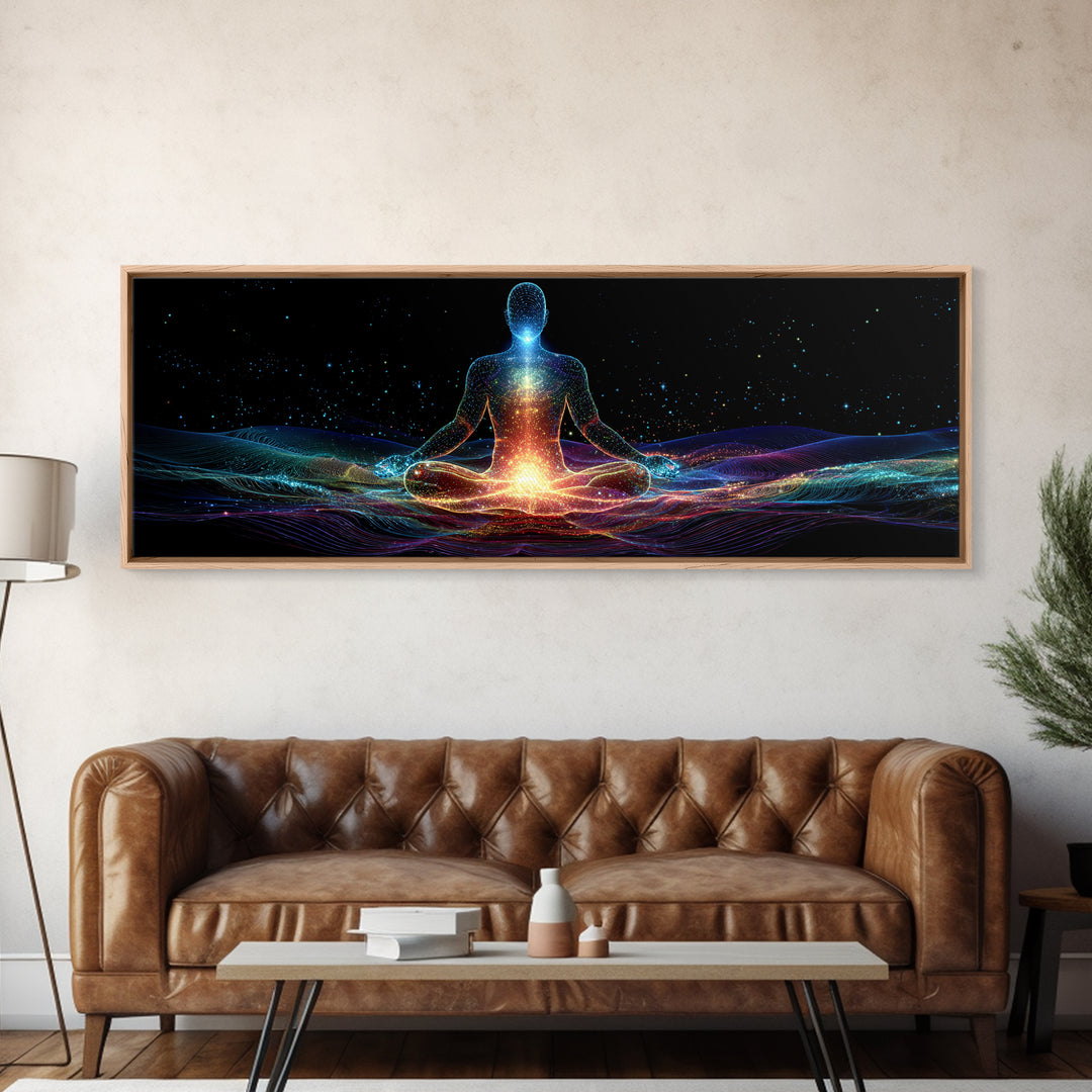 Cosmic Energy Meditation Wall Art, Celestial Yoga Decor, Psychedelic Space Art Print, Chakra Healing, Modern Spiritual Decor