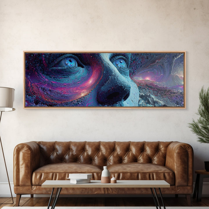 Surreal Cosmic Dog Face Canvas Print, Galaxy Animal Wall Art, Psychedelic Fantasy Decor, Space Lover Gift, Vibrant Modern Art