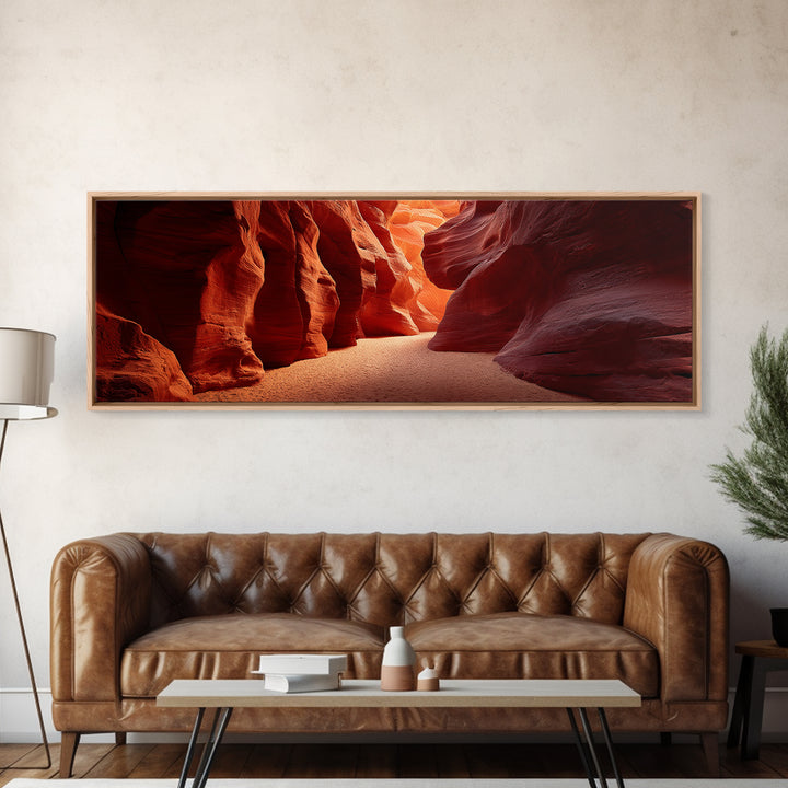 Red Slot Canyon Sunbeam Canvas Print, Southwestern Wall Art, Desert Landscape Decor, Arizona Travel Poster, Earth Tone Decor