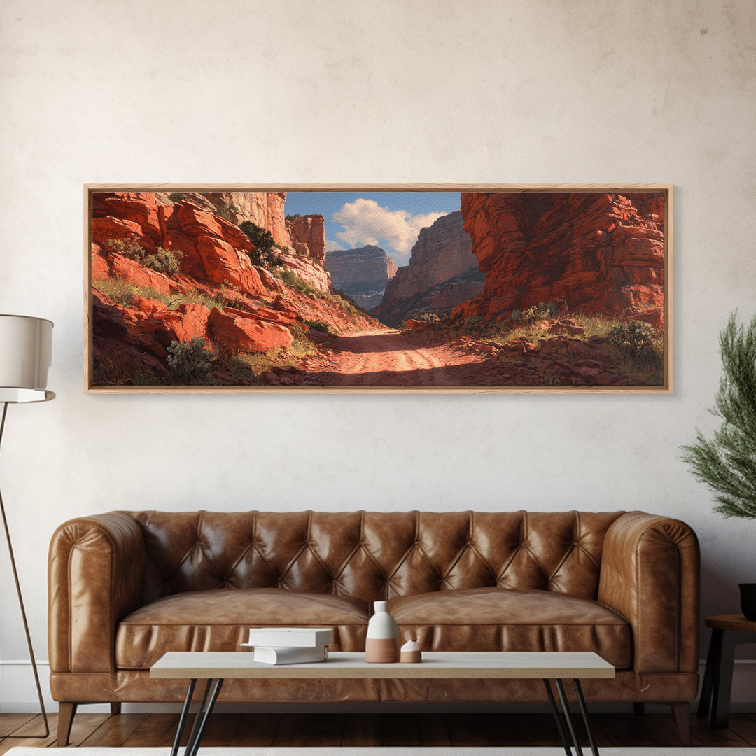 Red Rock Desert Canyon Road Canvas Print, Southwestern Wall Art, Arizona Landscape Decor, Rustic Western Home Decor Gift