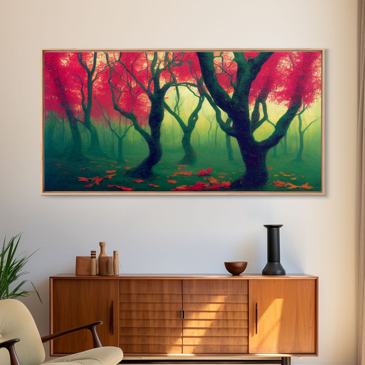 Japanese Maple Forest, Framed Canvas Print, Ready To Hang Wall Art