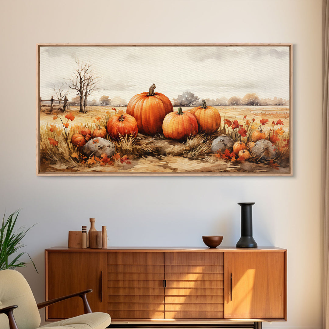 Pumpkins Stilll Life, Fall Decor, Farmhouse Wall Art, Framed Canvas Print, Vintage Inspired, Farmhouse Wall Art, Canvas Sign, Autumn Art