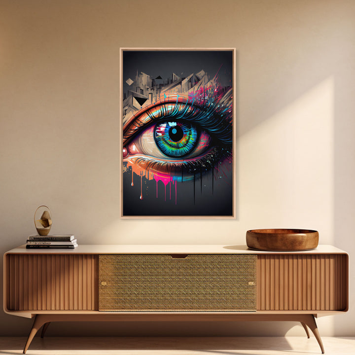 Vibrant Graffiti Style Eye Wall Art Canvas Print - Street Art Inspired Graphic Illustration Artwork