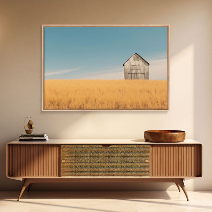 Liminal Spaces, Rustic Farmhouse Wall Decor, Teal Gray Barn Landscape Art Print or Canvas, Country Living Room Wall Decor, Liminal Art