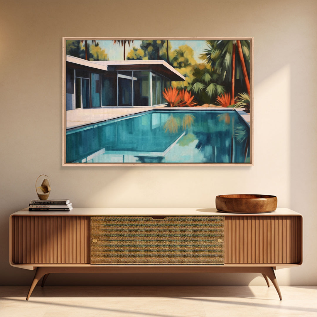 Mid Century Modern Wall Art, Mid Century House Print, Eames Era, Retro Art Print, Framed Wall Decor, MCM Architecture Study Wall Art