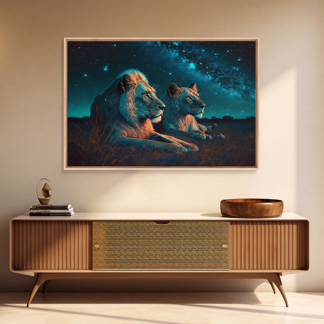 Boss Couple, Lion Art, Framed Canvas Print