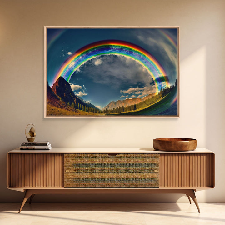 Fish-Eye Rainbow, Yellowstone, Framed Canvas Print, beautiful rainbow nature art