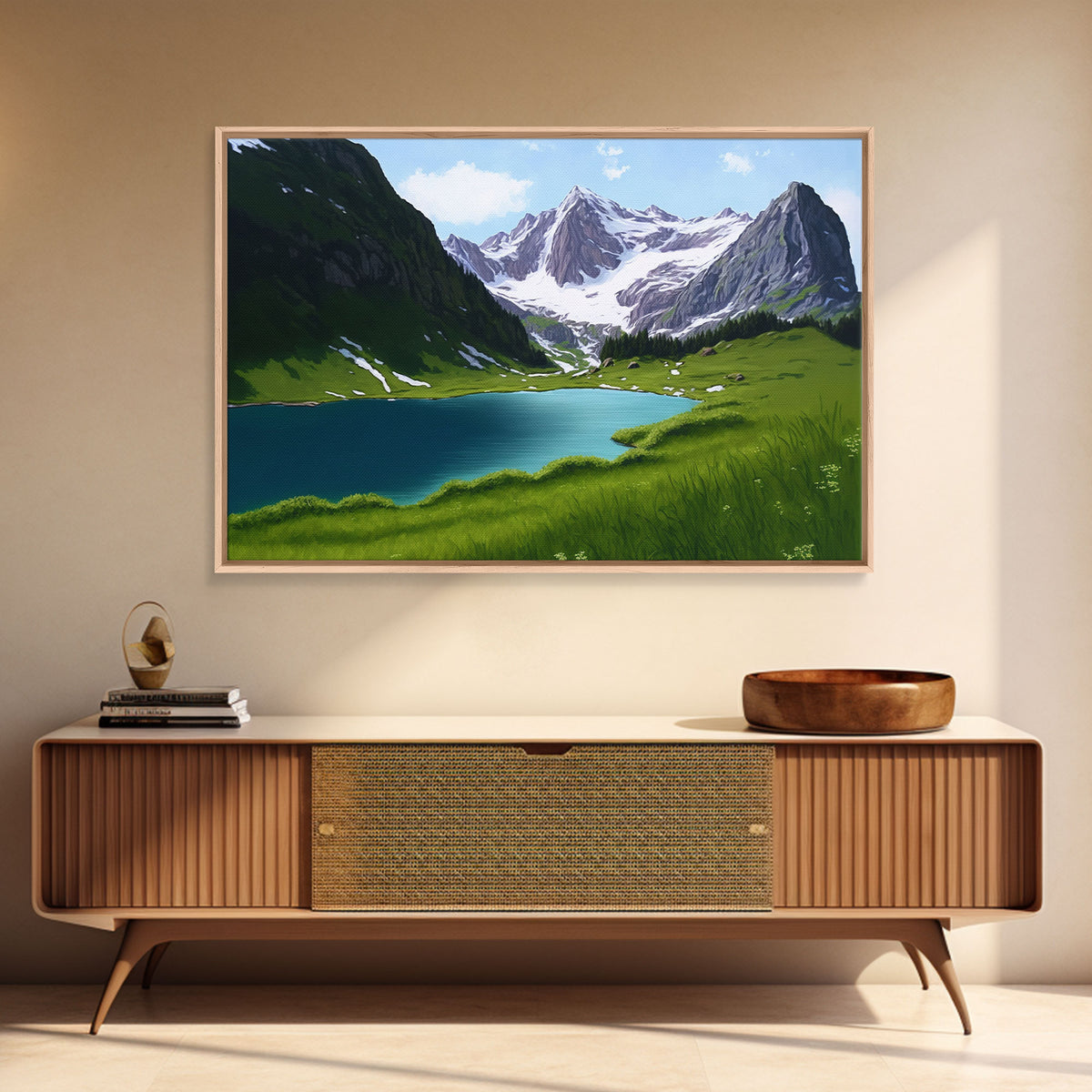 Calm and Serene Landscape Painting, Framed Canvas  Print, Canvas Art, Framed wall decor, living room wall art