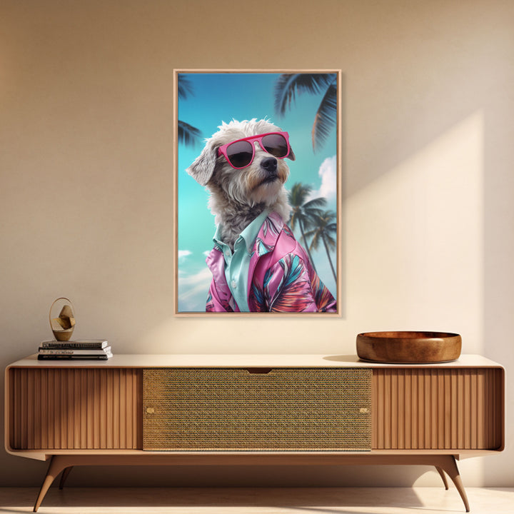 Shih Tzu Wall Print, Dog Wall Art, Dog Sunglasses, Pink Floral Suit, Funny Wall Art, Framed Wall Art, Framed Canvas, Wall Print, Wall Canvas