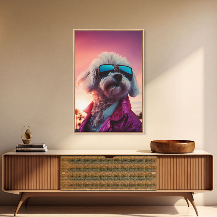 Poodle Wall Print, Dog Wall Art, Dog Sunglasses, Dog In Pink Suit, Funny Art, Framed Wall Art, Framed Canvas, Wall Print, Wall Canvas
