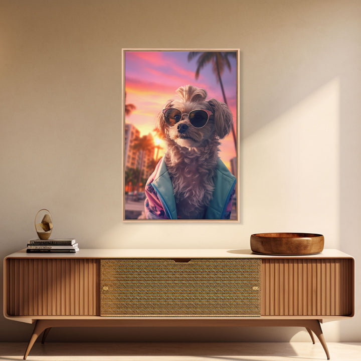 Shih Tzu In Sunglasses Blue Tracksuit Wall Print, Dog Portrait, Dog Art Print, Framed Wall Art, Framed Canvas, Wall Print, Wall Canvas