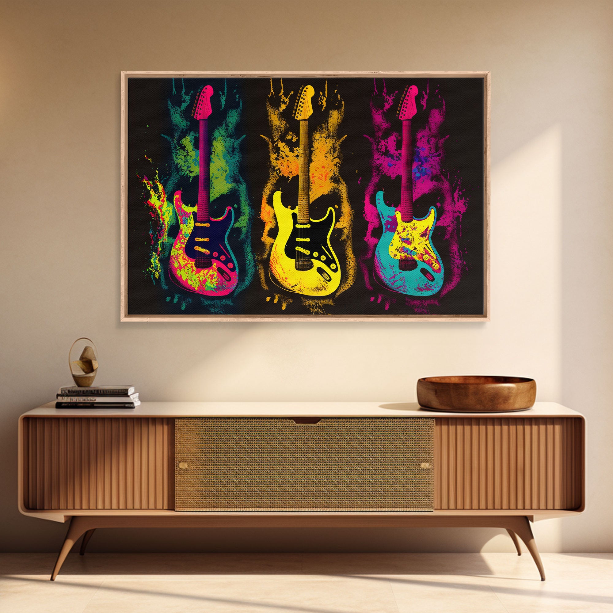 Psychedelic Electric Guitar Graffiti Pop Art, Instrument Drawings