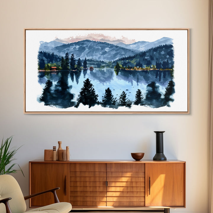 Lake Print, Nature Print, Landscape Print, Waterton National Park, Lake Painting, Landscape Painting, Waterton Art, Vintage Style State Park