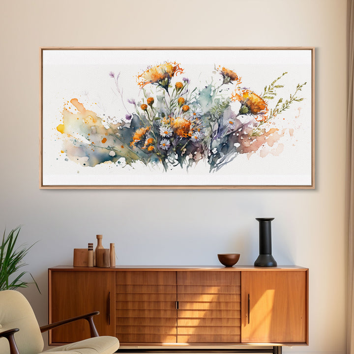 Rustic Farmhouse Decor, Framed Canvas Print, Floral Watercolor Painting, Flower Art, Flower Painting, Entry Room Painting, Gift For Mom