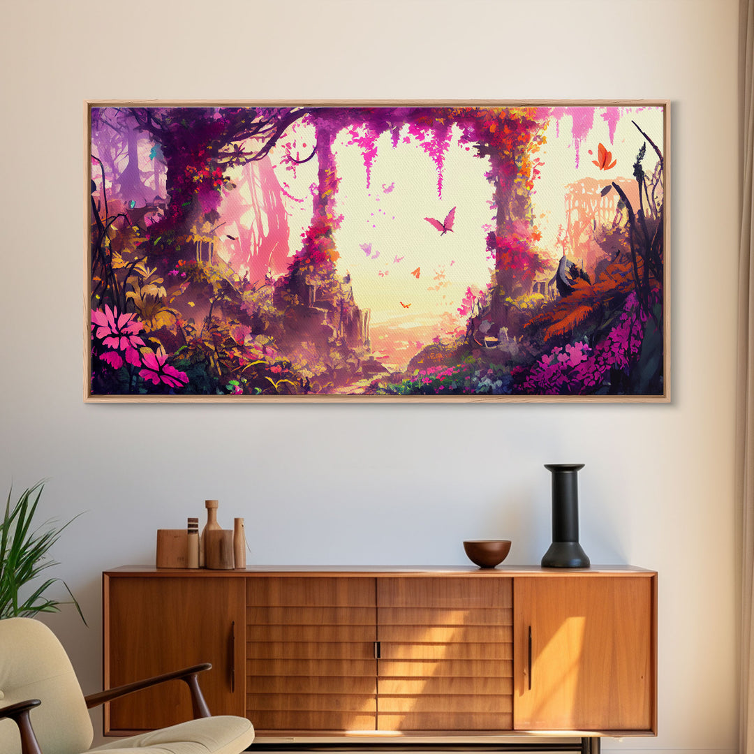 Pink Forest Art | Framed Canvas Print | Framed Art | Fantasy Decor | Magenta / Fuchsia Gift | Large Format Art