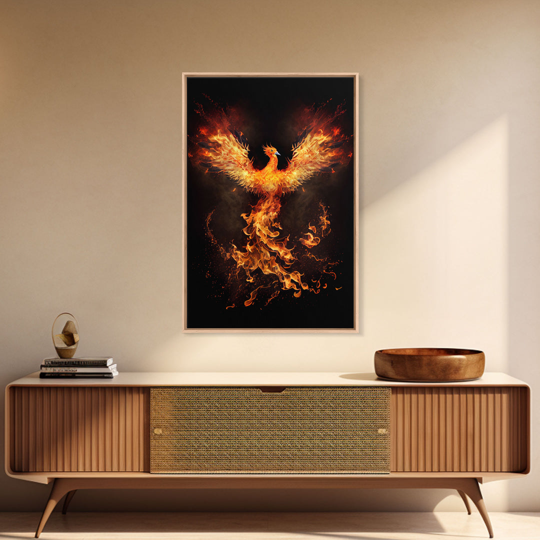 The Phoenix, Symbol of Renewal, Rebirth, Framed Canvas Art, Canvas Print, Canvas  Wall Art, Strength, Transformation and Renewal