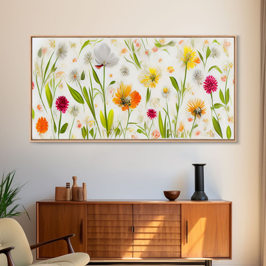 Botanical wall art, spring flowers, canvas print, dorm art for girls