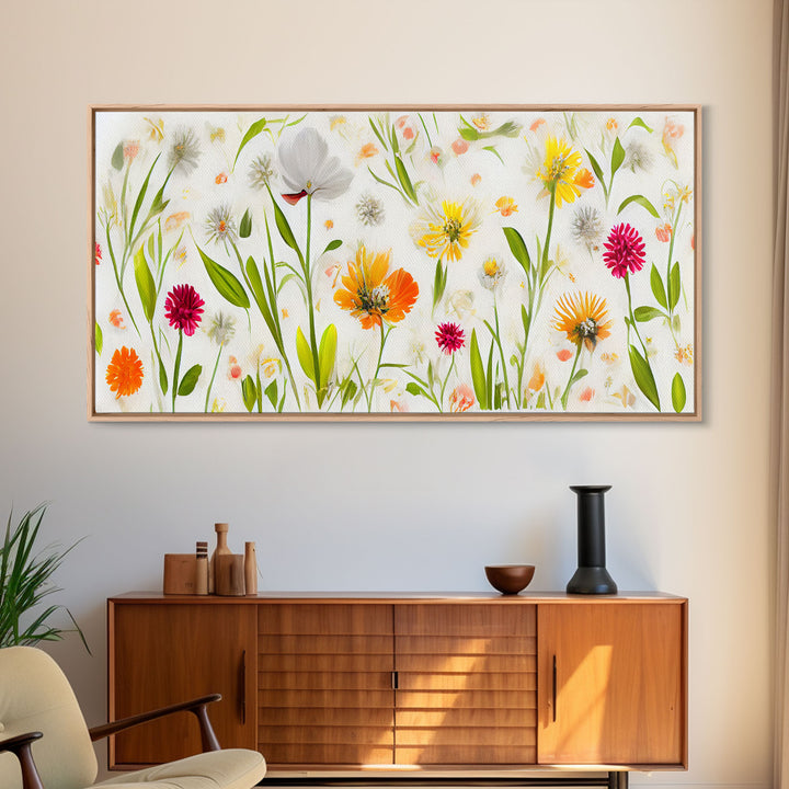 Botanical wall art, spring flowers, canvas print, dorm art for girls