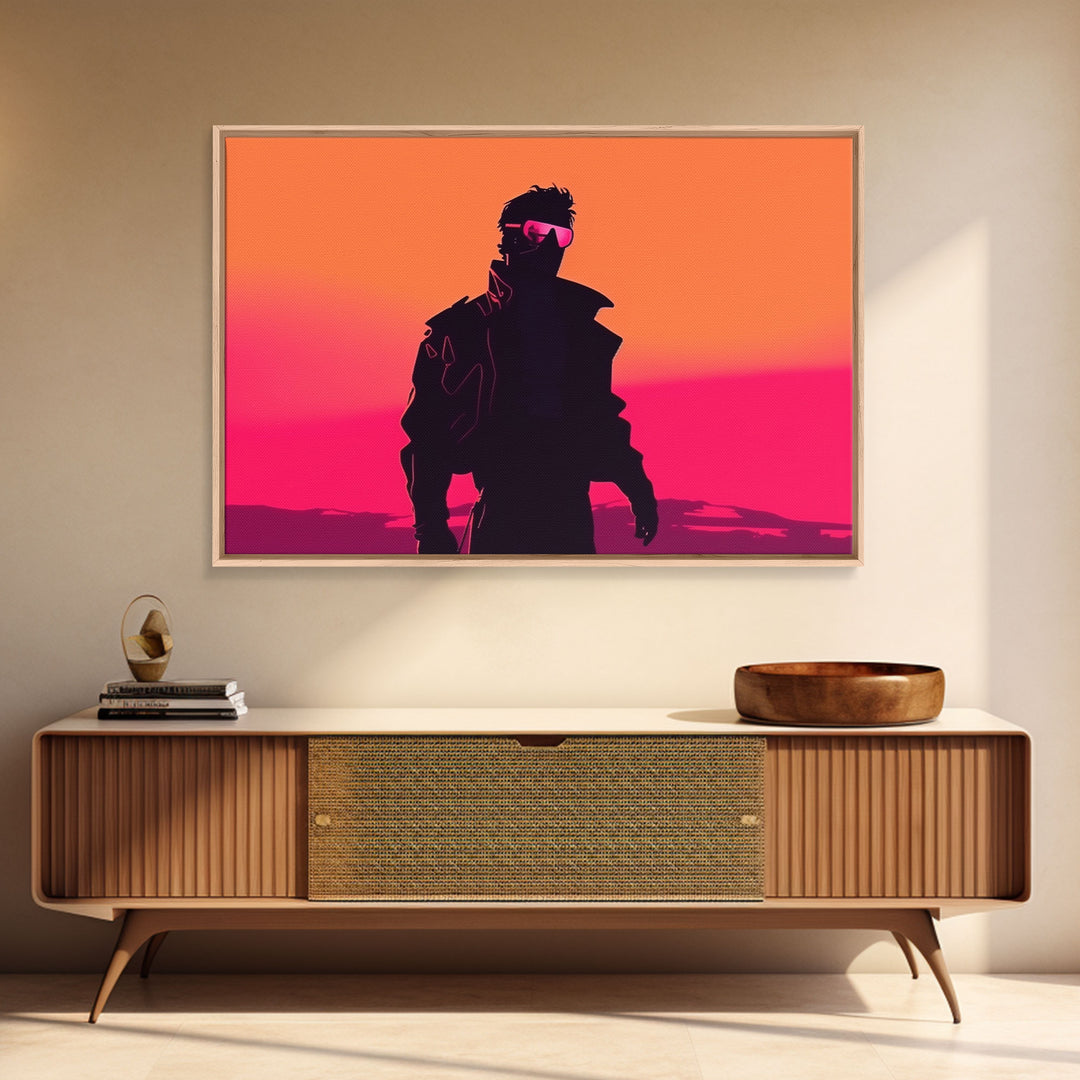 Punk Wall Art | Framed Canvas Print | Living room art | Outrun Style | Retro | Synthwave Style | Wonderful art | Warm colors | Black shadow
